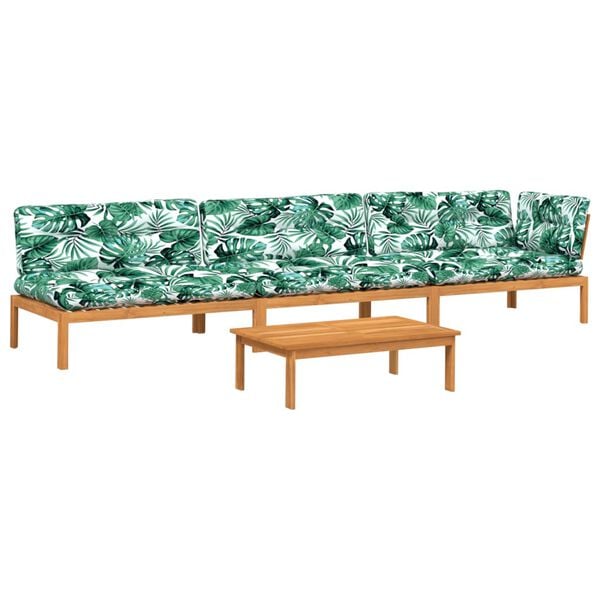 vidaXL 4-osaline kaubaalustest diivanikomplekt patjadega, akaatsiapuit