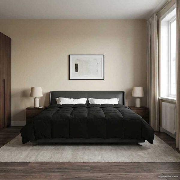 vidaXL Talve tek Rapistatud Must 200 x 200 cm Mikrokiud