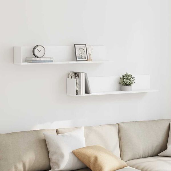 vidaXL seinariiulid 2 tk, valge, 100 x 16,5 x 16,5 cm, tehispuit