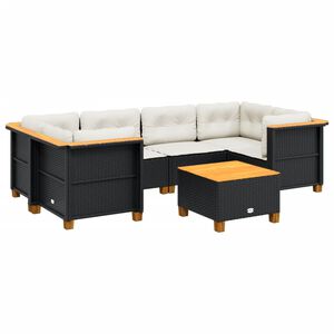 vidaXL 7-osaline aiadiivani komplekt patjadega, must, pol&uuml;rotang