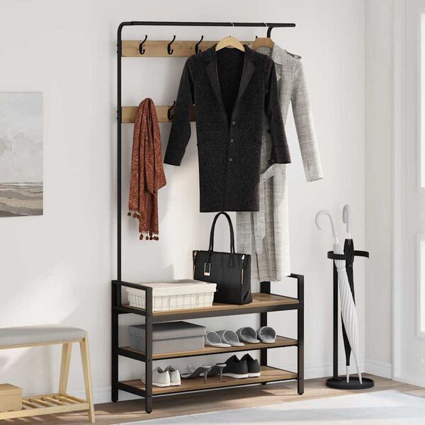 vidaXL Riidepuu riiuliga K&auml;sit&ouml;&ouml;puu 95 x 34 x 184 cm Tehispuit