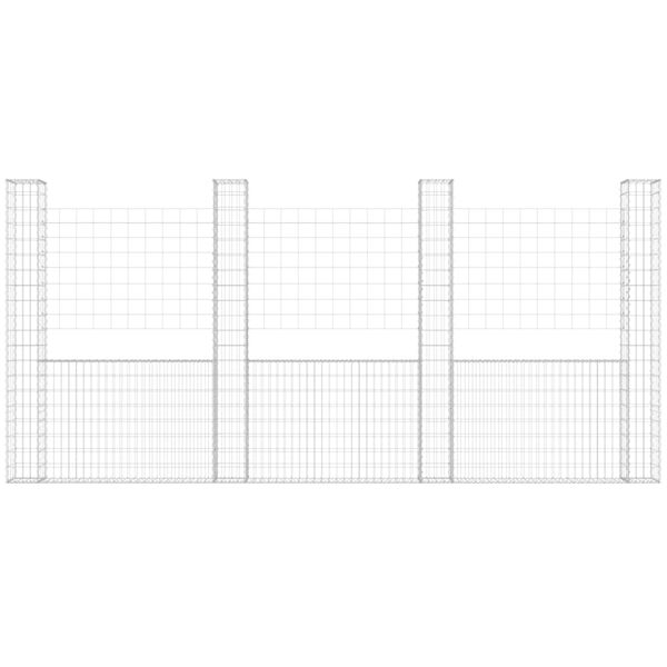 vidaXL U-kujuline gabioonkorv 5 postiga, raud, 500x20x200 cm