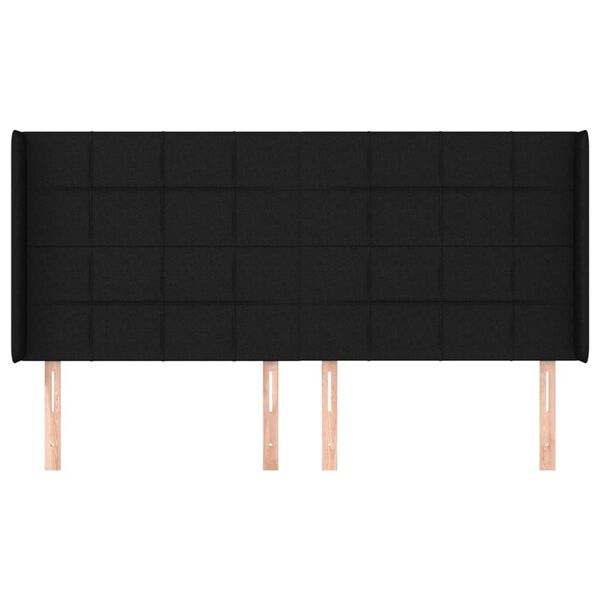 vidaXL voodipeats servadega, must, 203x16x118/128 cm, kangas