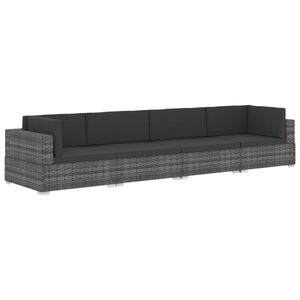 vidaXL 4-osaline aiam&ouml;&ouml;blikomplekt patjadega, pol&uuml;rotang, hall