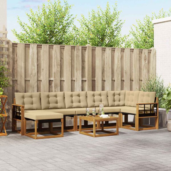 vidaXL V&auml;li diivanikomplekt padjaga 8 pcs Looduslik ja beež