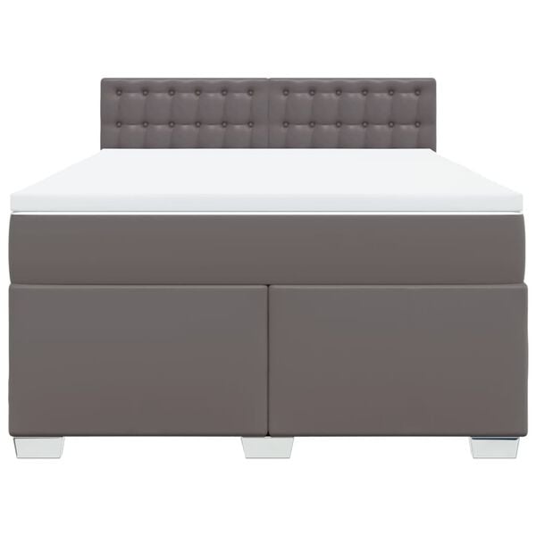 vidaXL kontinentaalvoodi madratsiga, hall, 160x200 cm, kunstnahk