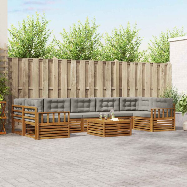 vidaXL V&auml;li diivanikomplekt padjaga 8 pcs Looduslik ja Hele Hall