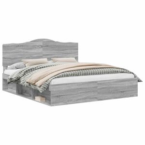 vidaXL Voodi raam peaga Hall Sonoma 200 x 200 cm Tahke m&auml;nd