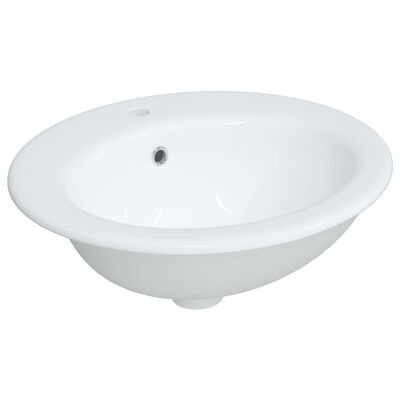 vidaXL vannitoa valamu, valge, 52 x 46 x 20 cm, ovaalne, keraamiline