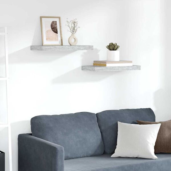 vidaXL seinariiulid, 2 tk, betoonhall, 50 x 23 x 3,8 cm MDF