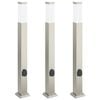 vidaXL 3 tk pollarvalgustid pistikupesaga, 80 cm, roostevaba teras, IP44