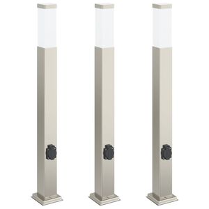 vidaXL 3 tk pollarvalgustid pistikupesaga, 80 cm, roostevaba teras, IP44