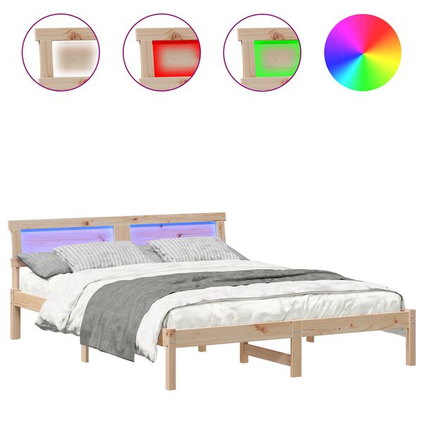 vidaXL Voodi raam peaga Pruun 150 x 200 cm Tahke mänd