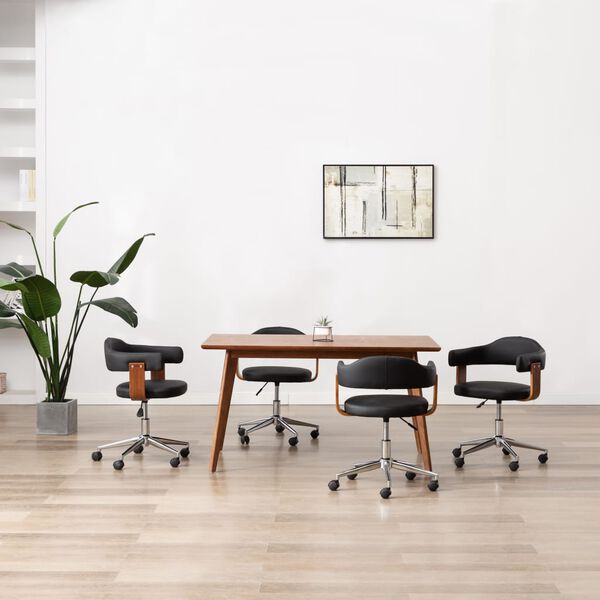 vidaXL pööratavad söögitoolid 4 tk, must, painutatud puit ja kunstnahk