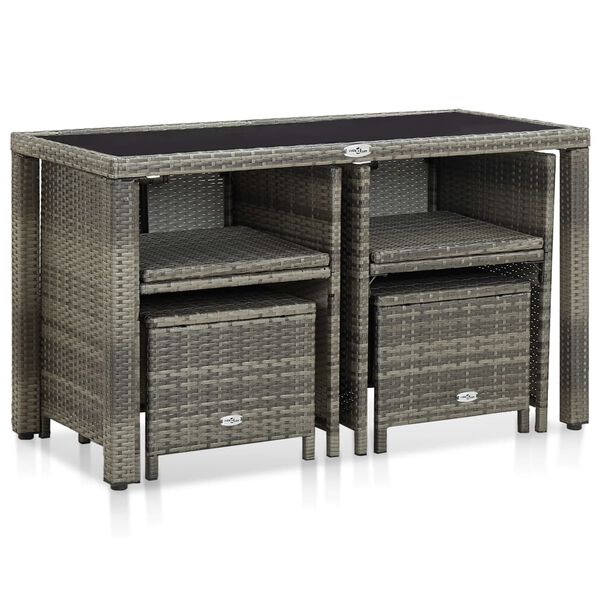 vidaXL 5-osaline aiam&ouml;&ouml;blikomplekt patjadega, pol&uuml;rotang, hall