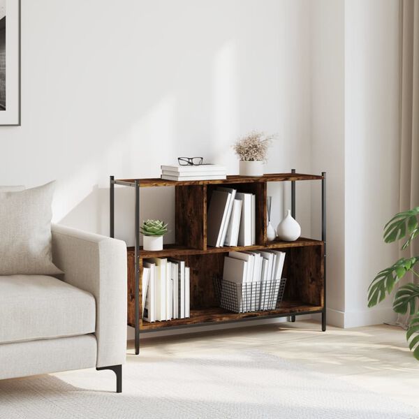 vidaXL raamatualus, suitsutatud tamm, 102 x 28 x 77,5 cm, tehispuit