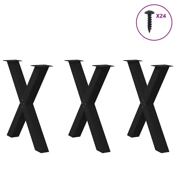 vidaXL söögilaua jalad, 3 tk, X-kujulised, mustad, 80 x (72–73) cm, teras