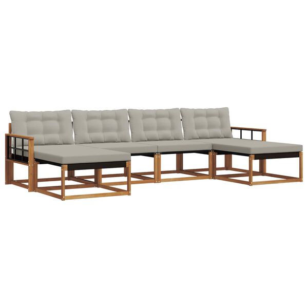 vidaXL V&auml;li diivanikomplekt padjaga 6 pcs Looduslik ja Hele Hall