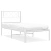 vidaXL metallist voodiraam peatsiga, valge, 107x203 cm