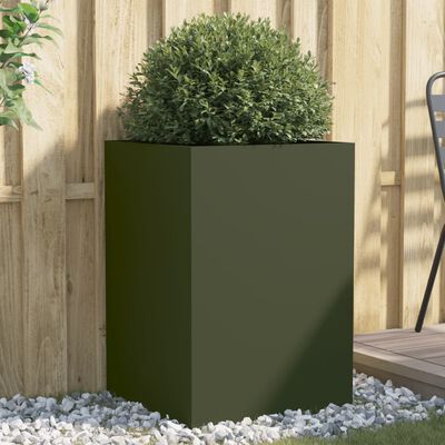 vidaXL taimekast, oliiviroheline, 52x48x75 cm, külmvalts teras