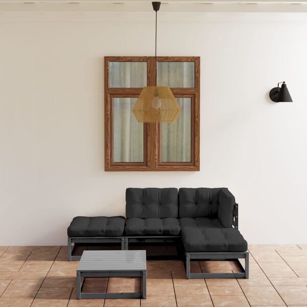 vidaXL 5-osaline aiadiivanikomplekt patjadega, t&auml;ism&auml;nnipuit