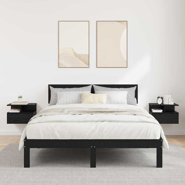 vidaXL L&auml;biv voodi&auml;&auml;r 2 pcs Must tamm 40 x 31 x 28 cm Tehispuit