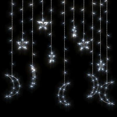 vidaXL haldjatuled tähed ja kuud, puldiga, 138 LEDi, külm valge