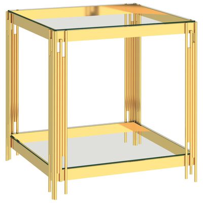 vidaXL kohvilaud kuldne, 55x55x55 cm, roostevaba teras ja klaas