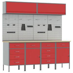 vidaXL T&ouml;&ouml;kappide komplekt sahtliga ladustamisega lukuga 10 pcs Punane