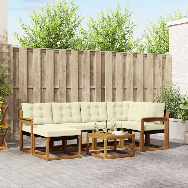 vidaXL V&auml;li diivanikomplekt padjaga 7 pcs Looduslik ja kreem