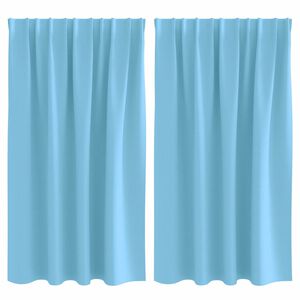 vidaXL Kardinad r&otilde;ngastega 2 pcs Hele sinine 140 x 140 cm Pol&uuml;ester