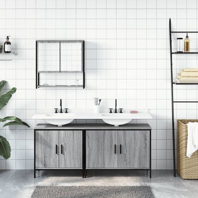 vidaXL 3-osaline vannitoamööbli komplekt, hall Sonoma tamm, tehispuit