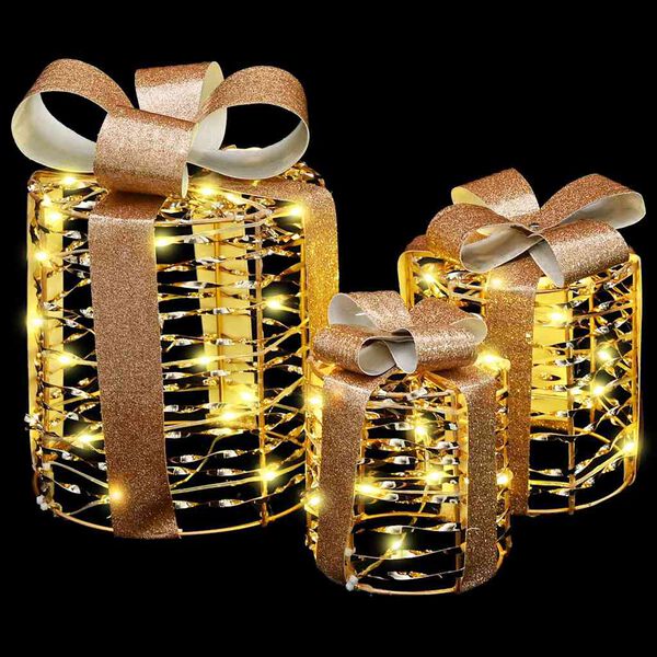 vidaXL Kingituse Karp Dekoratsioon 3 pcs Soe valge 20 x 20 x 20 cm PET