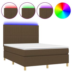 vidaXL kontinentaalvoodi madrats ja LED, tumepruun, 140x190 cm, kangas