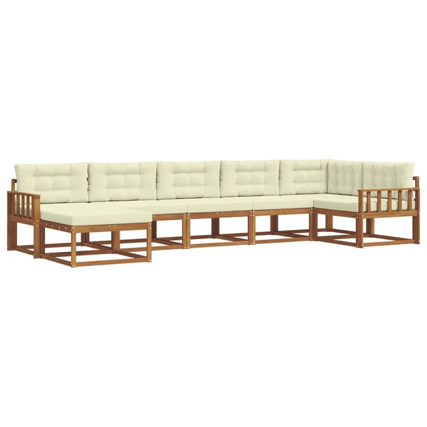 vidaXL V&auml;li diivanikomplekt padjaga 7 pcs Looduslik ja kreem