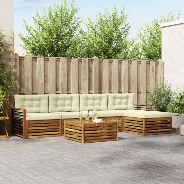 vidaXL V&auml;li diivanikomplekt padjaga 6 pcs Looduslik ja kreem