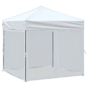 vidaXL kokkupandav peotelk seintega, valge, 2 x 2 m