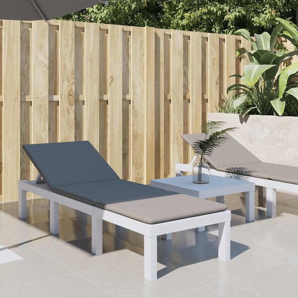 vidaXL p&auml;evitustool koos patjadega, valge, PP