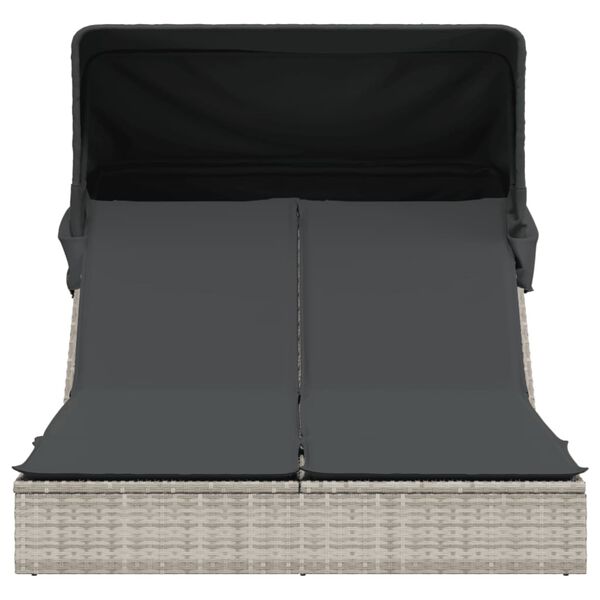 vidaXL kahekohaline p&auml;evitustool varikatuse ja istmepatjadega, hall