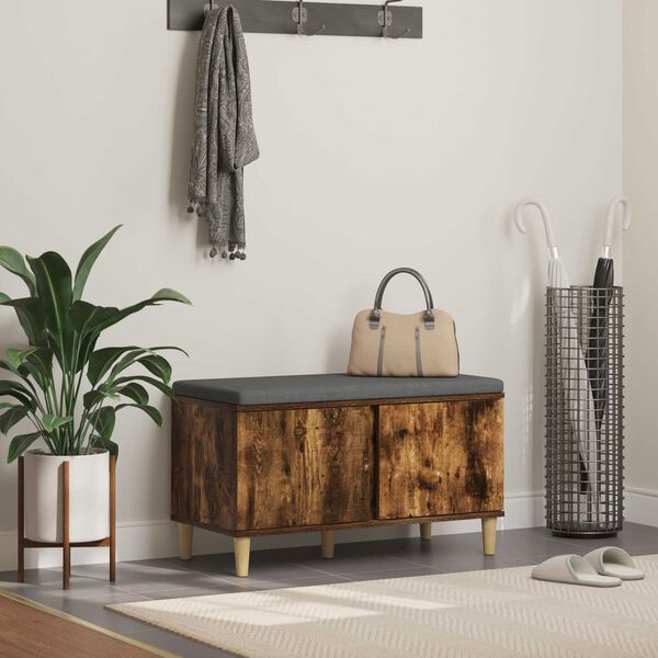 vidaXL Hallipink padjaga uksega Suitsetatud tamm 80 x 38 x 46 cm