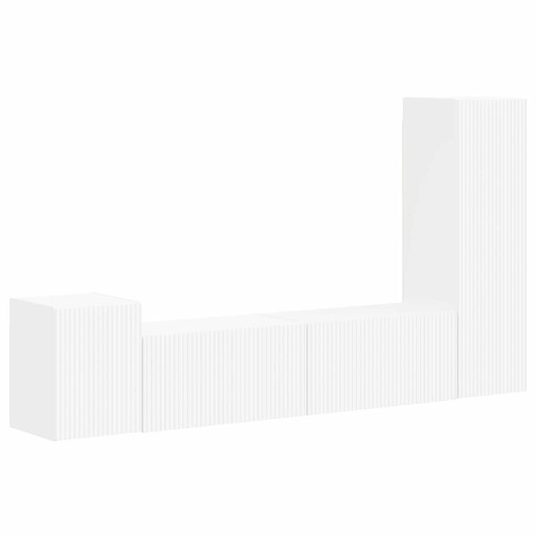 vidaXL Telerikapi komplekt Seinale kinnitatav 4 pcs Valge Tehispuit