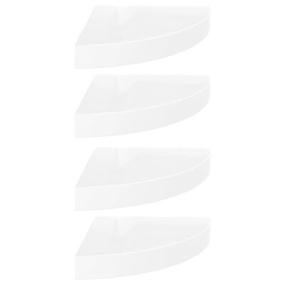 vidaXL nurgariiulid, 4 tk, kõrgläikega, valge, 25 x 25 x 3,8 cm MDF
