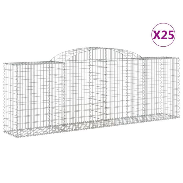 vidaXL kaarekujulised gabioonkorvid 25 tk, 300x50x100/120 cm, raud