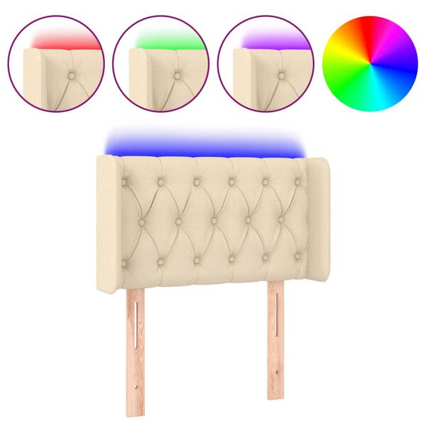 vidaXL LED-voodipeats, kreemjas, 83x16x78/88 cm, kangas