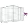 vidaXL kaarekujulised gabioonkorvid 15 tk, 200x50x120/140 cm, raud