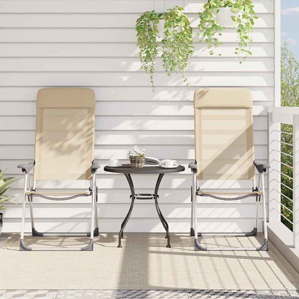 vidaXL kokkupandavad matkatoolid 2 tk, kreemjas, alumiinium