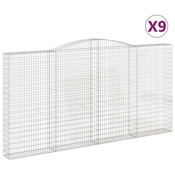 vidaXL kaarekujulised gabioonkorvid 9 tk, 400x30x200/220 cm, raud