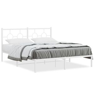 vidaXL metallist voodiraam peatsiga, valge, 150x200 cm