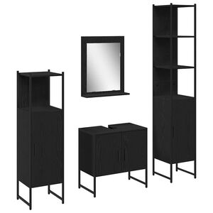 vidaXL Vannitoa m&ouml;&ouml;bleset riiuliga ladustamisega 4 pcs Must Tehispuit