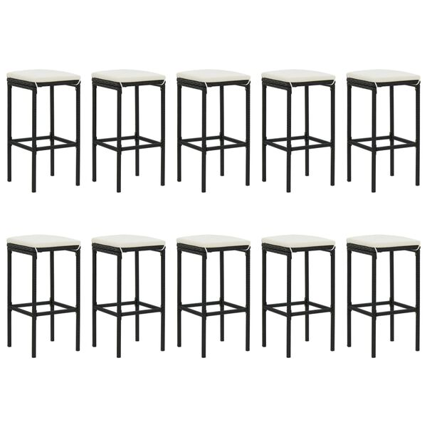 vidaXL 11-osaline aia baarikomplekt patjadega, must, polürotang